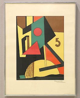 Geometric Framed Lithograph Signed Kasson - No Reserve