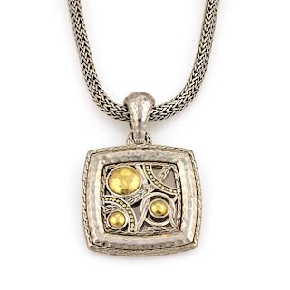John Hardy Palu Bulan Sterling Silver & 22K Yellow Gold Pendant Necklace