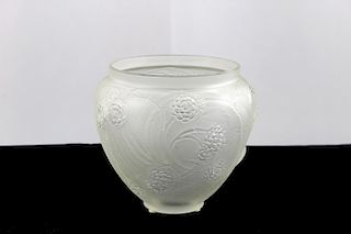 R. Lalique Floral Frosted Glass Vase