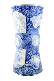 Oriental Blue & White Porcelain Floral Vase