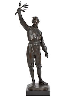 Bronze Aviator Figure by Oskar Gladenbeck