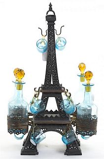 A French Architectural Liquor Set, Height 18 3/4 inches.