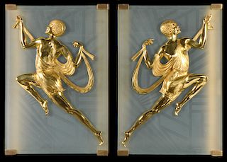 Pair of Affortunato Gori Art Deco Bronze Sconces
