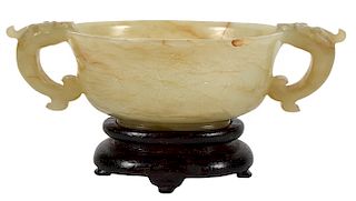 Jade Libation Cup on Fitted Wood Base
