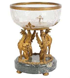 19th C. French Bronze & Marble Footed Centerpiece