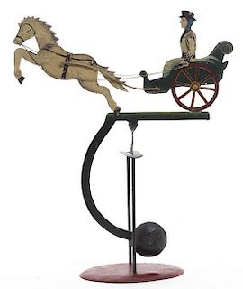 A Painted Tole Counter-Balance Toy, Height overall 16 5/8 inches.