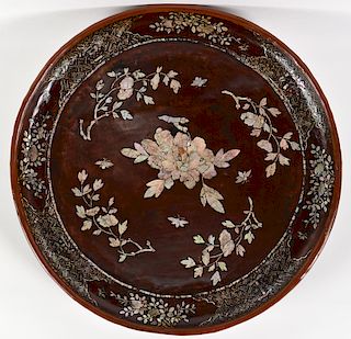Antique Chinese Mother of Pearl Lacquered Tray