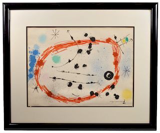 Joan Miro 'Red Circle' Colored Lithograph