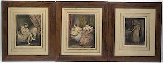 A Set of Three Handcolored Lithographs, Height 19 5/8 x width 17 inches (framed).