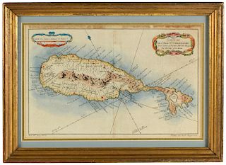 Map of 'Carte De L'Isle St. Christophe' Gilt Frame