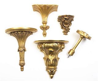 Three Italian Giltwood Brackets, Height of tallest 10 inches.