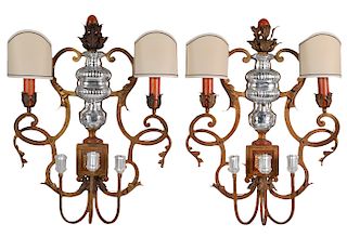 LARGE Pair Bagues Style 5 Light Wall Sconces