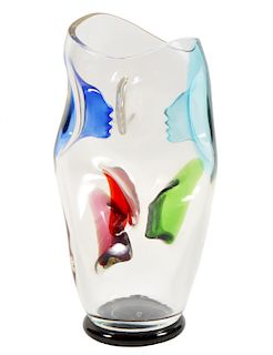 Glass Vase with Colored Inverted Faces
