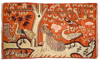 Vintage Chinese Khotan Pictorial Carpet