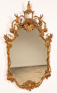 Chinese Chippendale Style Gilt Wood Mirror