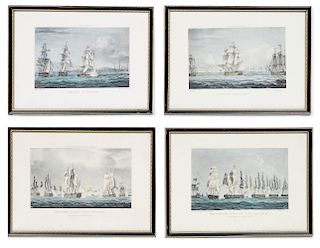 4 19th C. Naval Battle Engravings, T. Sutherland