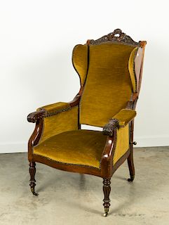 19th C. Upholstered & Studded Reclining Armchair