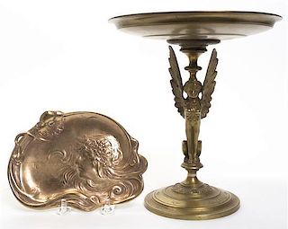 A Neoclassical Style Gilt Metal Tazza, Height of first 8 7/8 inches.