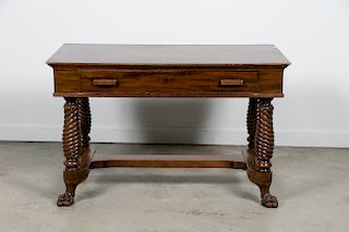 19th C. American Mahogany Library Table Desk