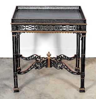 Chinese Chippendale Black Lacquered & Gilt Table