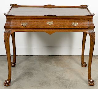 Burled Walnut Chippendale Style Tea Table