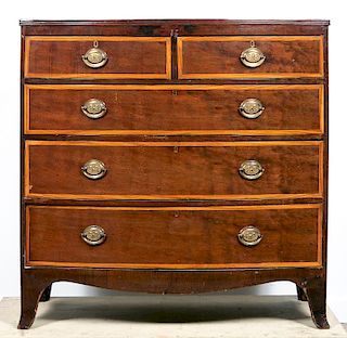 English Mahogany Five Drawer Chest, Late 19th C.