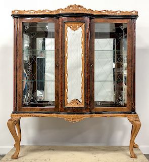 Restoration Style 2 Door Glass Vitrine Cabinet