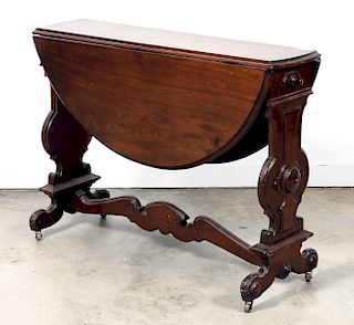 Victorian Revival Style Drop Leaf Table w/ Drawer