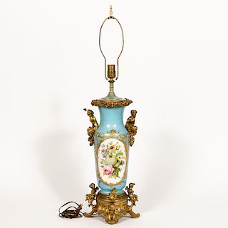 Dore Mounted Turquoise & Gilt Table Lamp