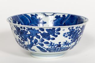 Chinese Blue & White Porcelain Bowl, Kangxi Mark