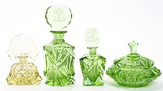 A Set of Four Cut Glass Articles, Height of tallest 7 1/2 inches.