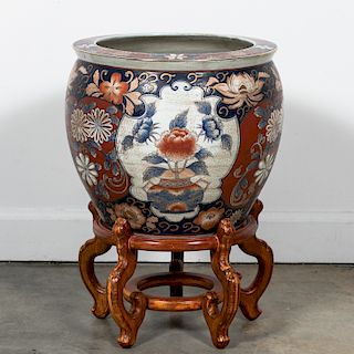 Chinese Imari Porcelain Planter on Stand