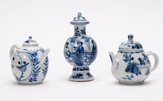 Group, Three Chinese Blue & White Diminutive Items