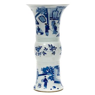 18th Century Chinese Blue & White Gu Vase