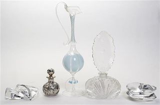 A Collection of Glass Desk Articles, Height of tallest 11 1/8 inches.