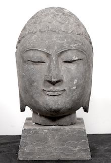 Gray Limestone Large Buddha Head