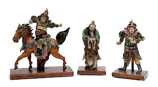 Group, Three Chinese Figural Terracotta Roof Tiles