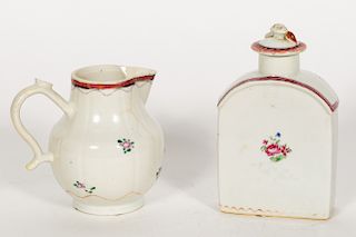 2 Chinese Export Pieces, Tea Caddy & Creamer