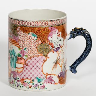 Chinese Export Mandarin Porcelain Handled Mug