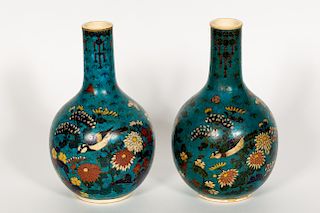 Japanese, Pair of Cloisonne Globular Vases