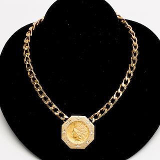 14K Gold Necklace w/ 1913 Ten Dollar Gold Coin