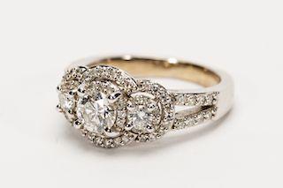 14k White Gold & Diamond Ring w/ Halo