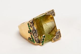 Robert Wander 18k Yellow Gold & Green Quartz Ring