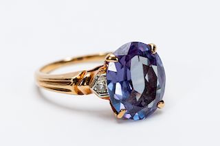 10k Gold, Sapphire & Diamond Ring