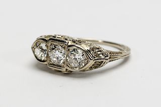 Edwardian Style 14k White Gold & Diamond Ring