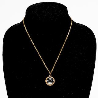 14k Gold & Crystal Locket Necklace