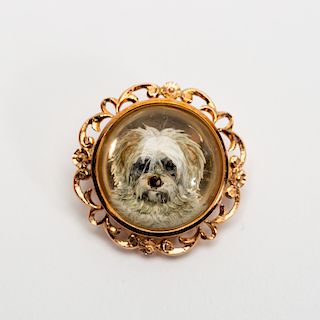 Gold Mounted Essex Crystal Dog Motif Pin