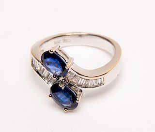 18k White Gold, Sapphire, & Diamond Ring