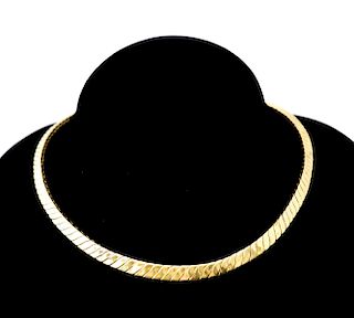 14k Yellow Gold Herringbone Style Necklace