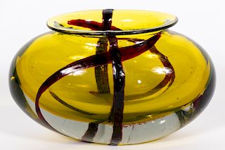 Archimede Seguso Murano Art Glass Vessel, Signed